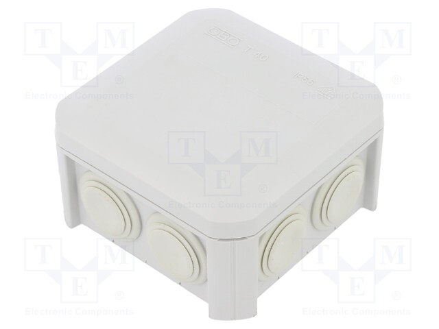 Enclosure: junction box; X: 90mm; Y: 90mm; Z: 52mm; polypropylene