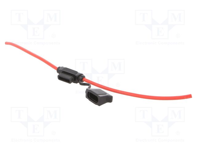 Fuse holder; 30A; on cable; Leads: cables; Contacts: brass; Mat: PVC
