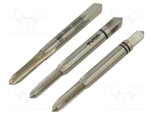 Tap-set; M4; 0.7; L: 45mm; Holder: square,hand; 3.4mm; 3pcs.