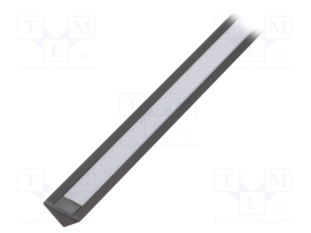 Profiles for LED modules; white; angular; black; L: 1m; aluminium
