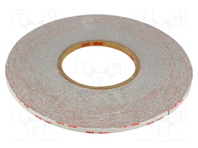 Tape: fixing; W: 6mm; L: 33m; Thk: 0.6mm; acrylic; grey