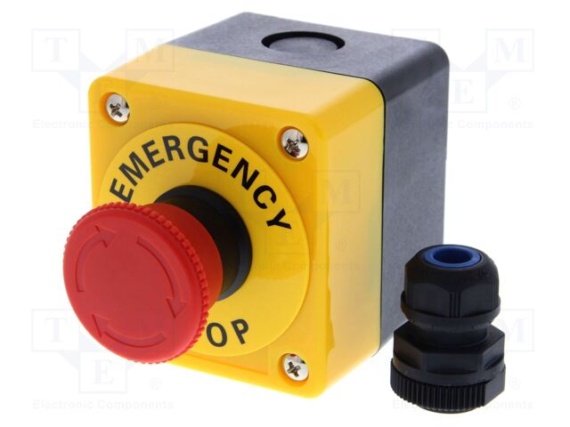 Switch: emergency stop; 22mm; none; mushroom; 40mm; 24VAC; 24VDC