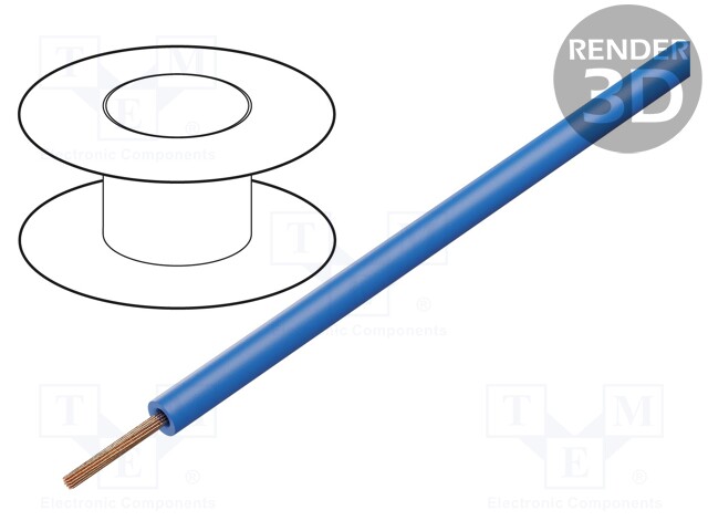 Wire; stranded; OFC; 0.35mm2; blue; PVC; 49V; 200m