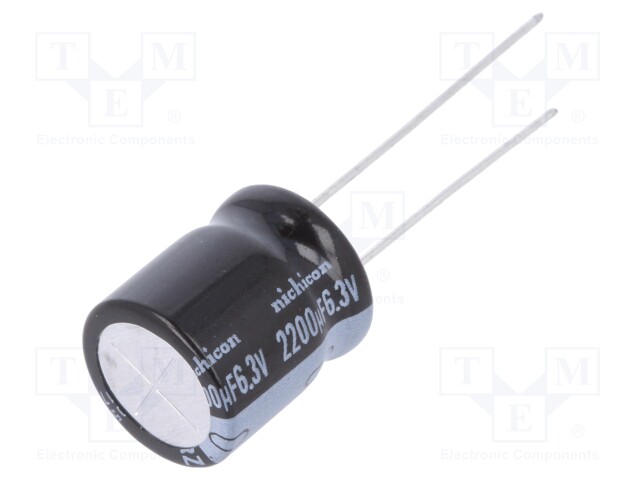 Capacitor: electrolytic; THT; 2200uF; 6.3VDC; Ø12.5x15mm; ±20%