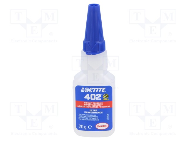 Cyanoacrylate adhesive; colourless; plastic container; 20s