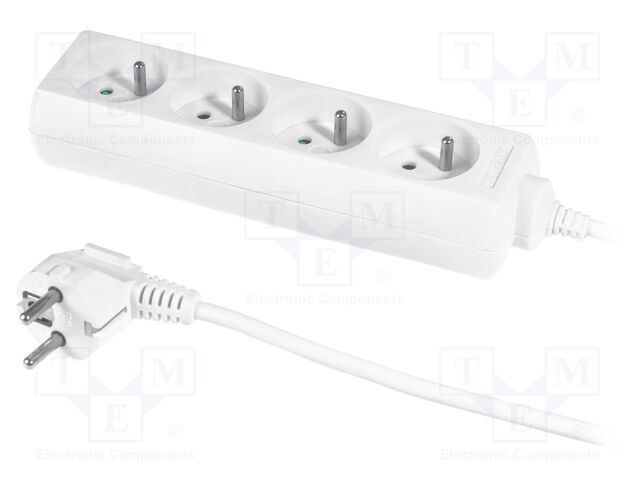 Mains; Schuko; Sockets: 4; CEE 7/5 (E) socket,CEE 7/7 (E/F) plug