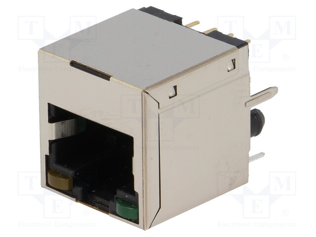 Socket; RJ45; PIN: 8; shielded,with LED; Layout: 8p8c; THT; straight