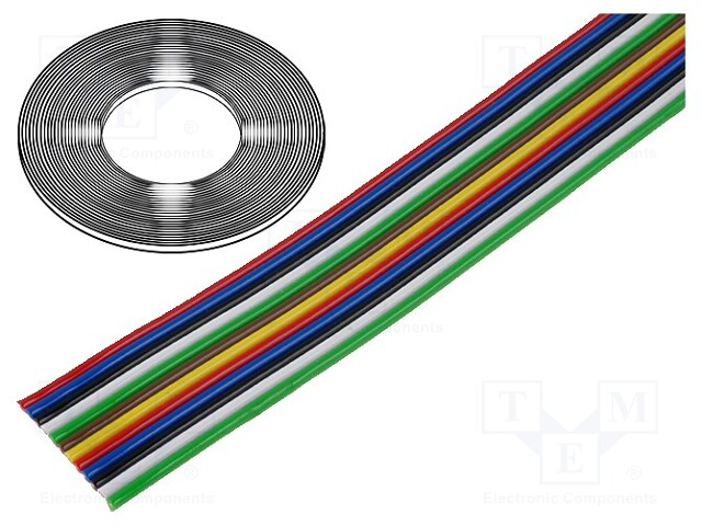 Wire: ribbon; stranded; Cu; 12x0,35mm2; unshielded; PVC; 500V; 50m