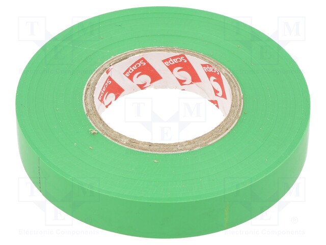 Tape: electrical insulating; W: 12mm; L: 25m; Thk: 0.13mm; green