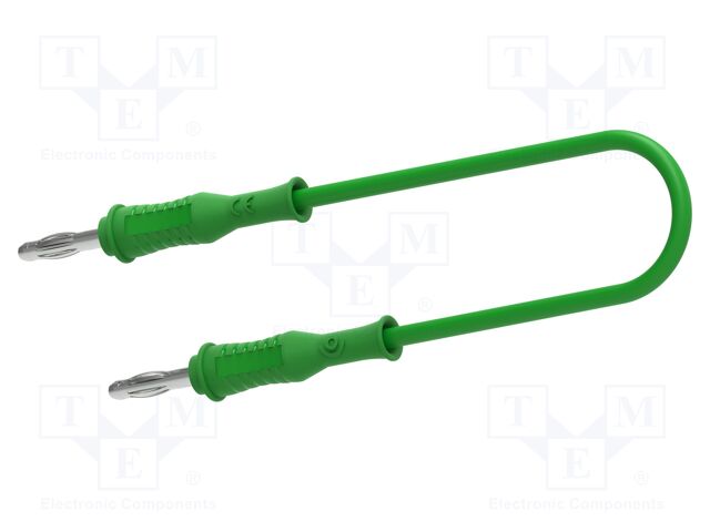 Test lead; 60VDC; 30VAC; 36A; banana plug 4mm,both sides; green