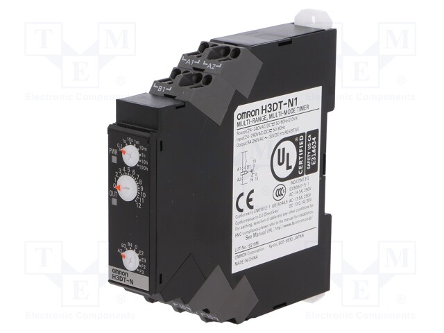 Timer; 0,1s÷1200h; SPDT; 250VAC/5A; 24÷240VAC; 24÷240VDC; DIN; IP20
