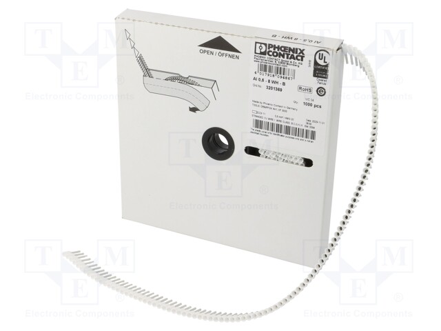 Tip: bootlace ferrule; insulated; copper; 0.5mm2; 8mm; tinned