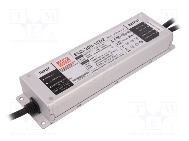 Power supply: switched-mode; LED; 192W; 12VDC; 16A; 100÷305VAC