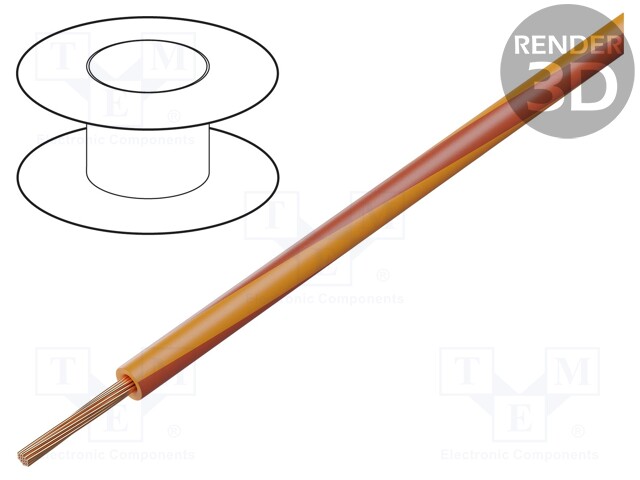 Wire; H07V2-K; stranded; Cu; 4mm2; 12AWG; PVC; orange-red; 450V,750V
