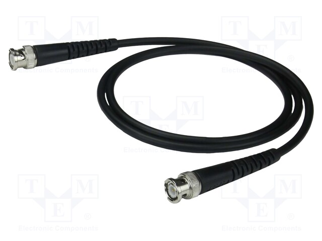 Test lead; BNC plug,both sides; Len: 1.2m; black; Z: 50Ω; RG223/U