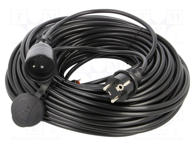 Extension lead; Sockets: 1; PVC; black; 3x1,5mm2; 40m; 16A; STANDARD