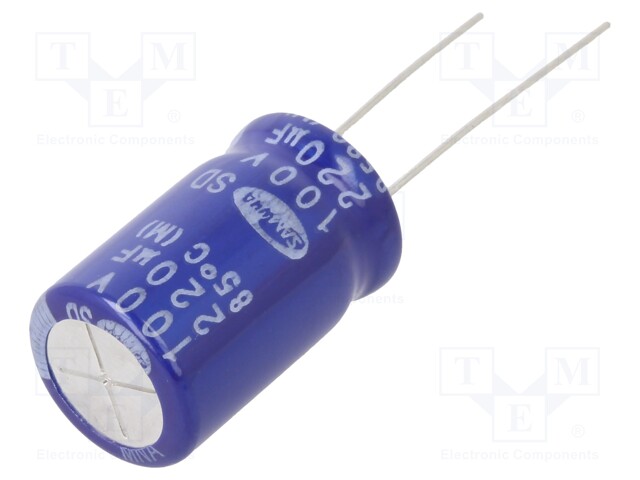 Capacitor: electrolytic; THT; 220uF; 100VDC; Ø12.5x20mm; ±20%