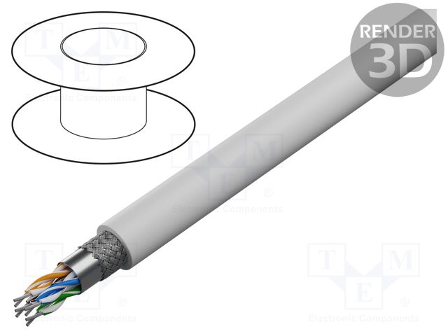 Wire: data transmission; chainflex® CFCLEAN8; 4x2x0.14mm2; white