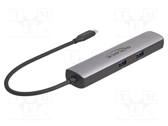 Hub USB; 10/100/1000/2500Mbps; black; Number of ports: 6; 0.25m