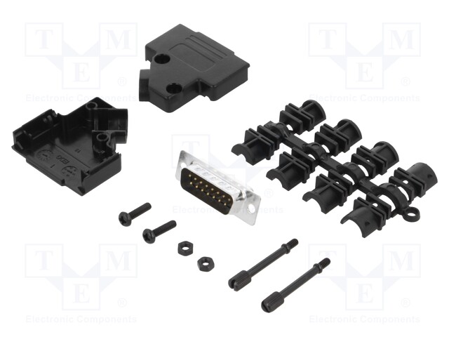 D-Sub; PIN: 15; plug; male; stamped and formed contacts; soldering
