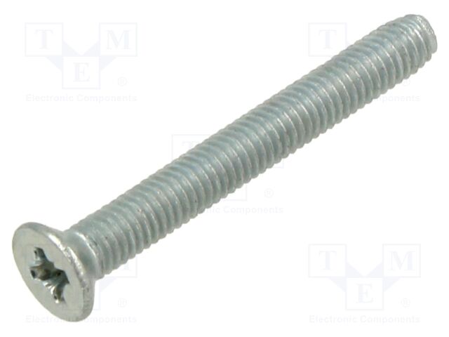 Screw; M3x25; Head: countersunk; Pozidriv; PZ1; steel; zinc