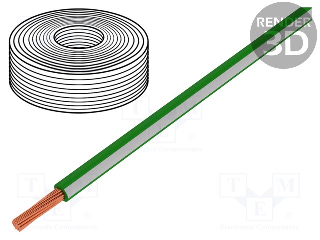 Wire; LiY; stranded; Cu; 0.25mm2; green-white; PVC; 900V; 250m