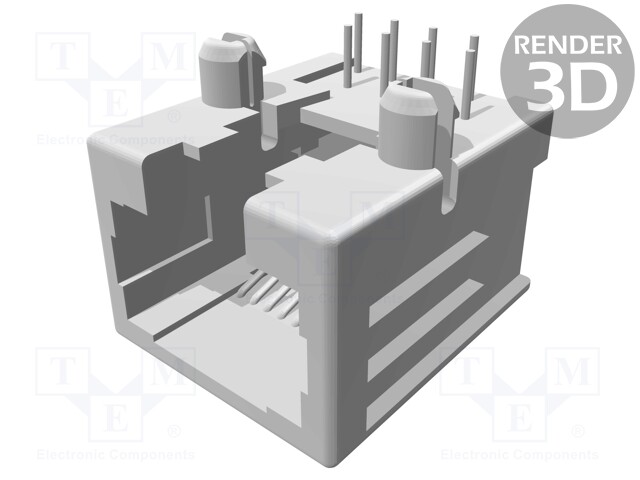 Socket; RJ45; PIN: 8; Layout: 8p8c; Locking: bottom latch; THT