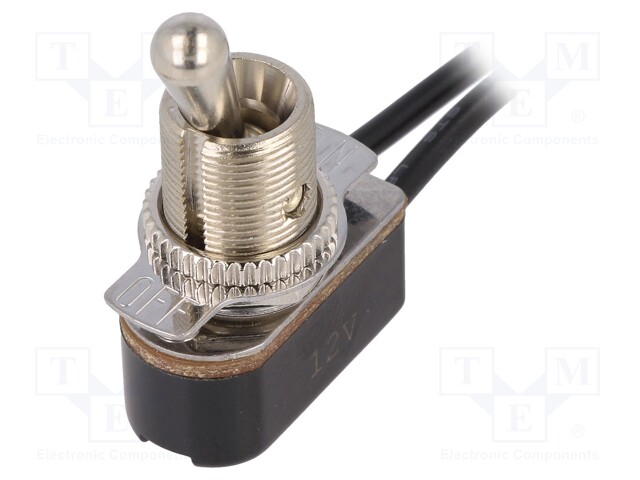 Switch: toggle; Pos: 2; SPST; OFF-ON; 3A/250VAC; Leads: 150mm leads