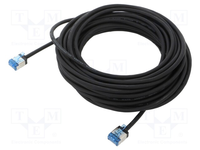 Patch cord; U/FTP; 6a; stranded; Cu; LSZH; black; 10m; 32AWG