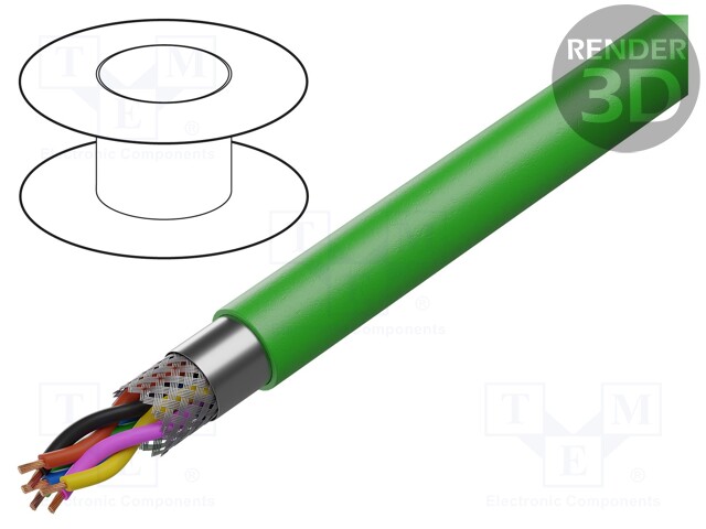 Wire; HMC-BUS; 2x2x25AWG + 1x2x22AWG; stranded; Cu; PUR; green
