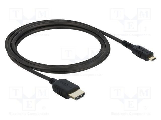 Cable; HDMI plug,micro HDMI plug; Len: 2m; black; 34AWG; 48Gbps