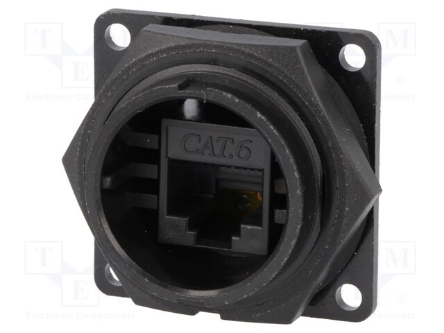 Socket; RJ45; DC; PIN: 8; Cat: 6; Layout: 8p8c; Locking: bayonet; IDC