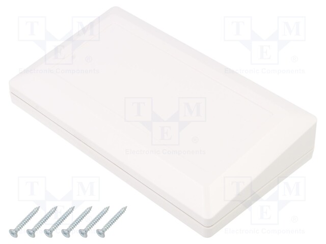 Enclosure: desktop; X: 180mm; Y: 100mm; Z: 41.5mm; ABS; white; gasket