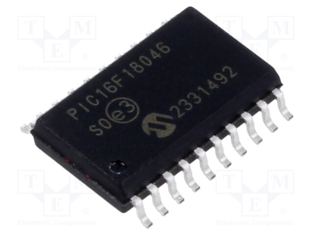 IC: PIC microcontroller; Memory: 28kB; SRAM: 2kB; EEPROM: 256B; SMD