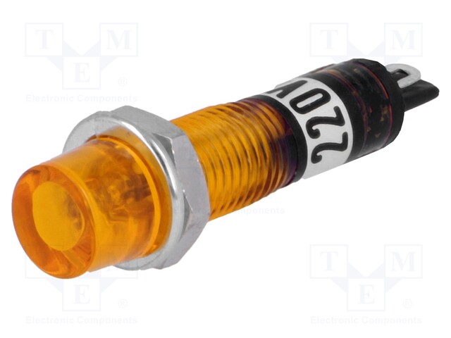 Indicator: with neon lamp; recessed; orange; 230VAC; plastic; IP20