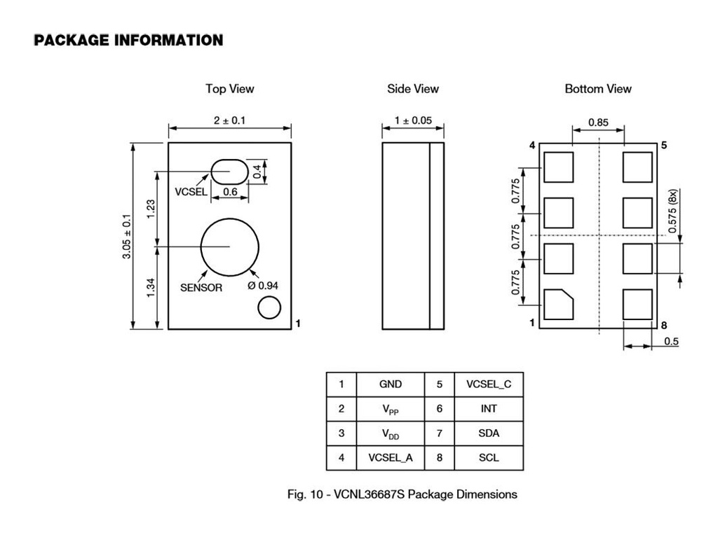 Sensor: proximity; -40÷85°C; Range: 200mm; PCB,SMD; 1.65÷1.95V