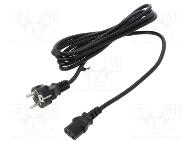 Cable; 3x1mm2; CEE 7/7 (E/F) plug,IEC C13 female; PVC; 3m; black
