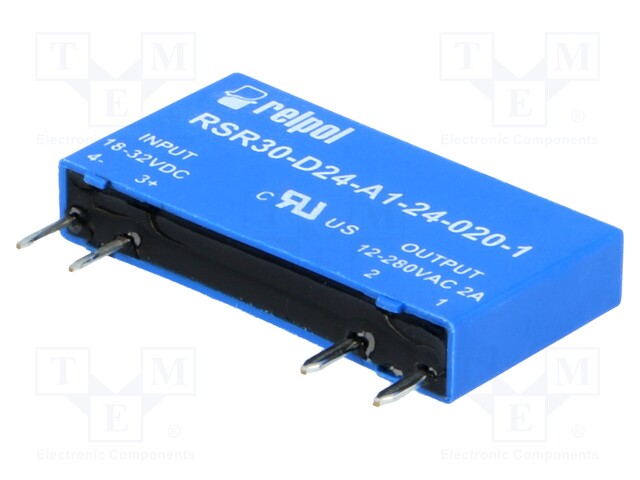 Relay: solid state; Ucntrl: 18÷32VDC; Icntrl max: 7.7mA; 2A; 4g