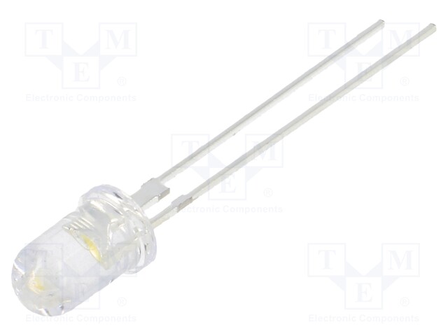 LED; 5mm; white warm; 40000mcd; 15°; Front: convex; Pitch: 2.54mm