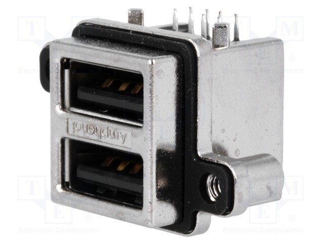 Socket; USB A; MUSB; on PCBs,for panel mounting,screw; THT; PIN: 8