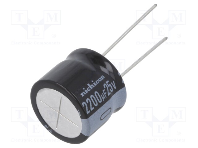 Capacitor: electrolytic; THT; 2200uF; 25VDC; Ø18x15mm; Pitch: 7.5mm