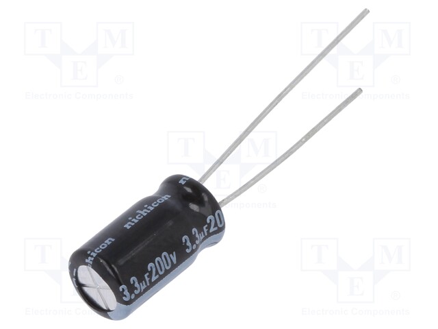 Capacitor: electrolytic; THT; 3.3uF; 200VDC; Ø6.3x11mm; ±20%; 1000h
