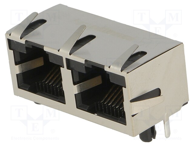 Socket; RJ45; Cat: 5; shielded,double; Layout: 8p8c; THT; angled 90°