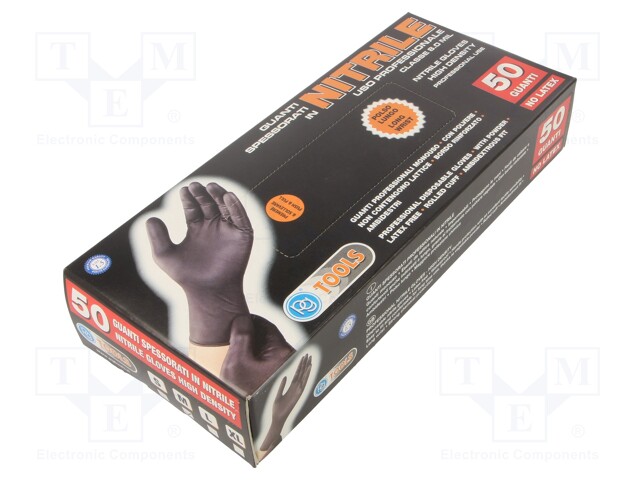 Protective gloves; Size: 8,M; black; nitryl; 50pcs.