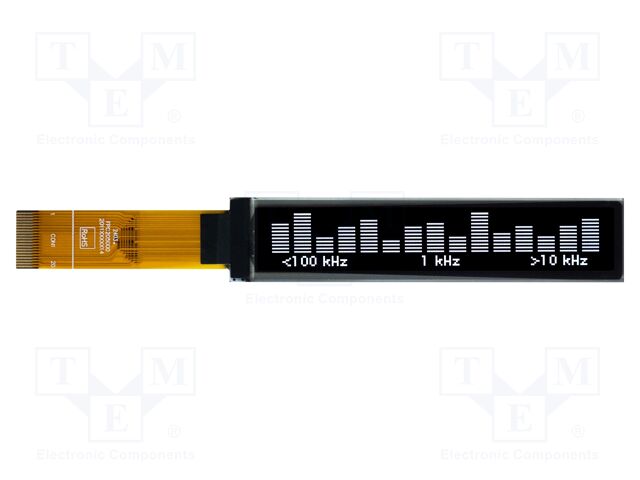 Display: OLED; graphical; 2.55"; 206x36; Dim: 70.77x15.14x2.01mm