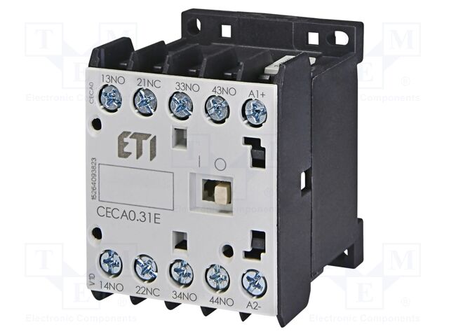 Contactor: auxiliary; Auxiliary contacts: NO x3 + NC x1; 24VAC