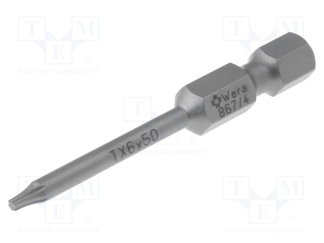 Screwdriver bit; Torx®; TX06; Overall len: 50mm