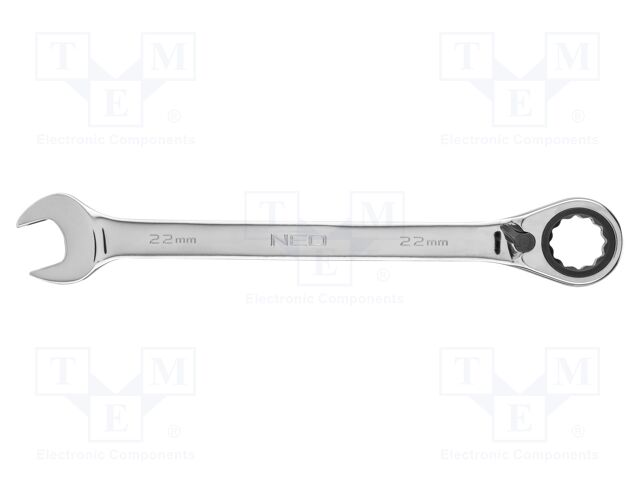 Wrench; combination spanner,with ratchet; 22mm; with switch
