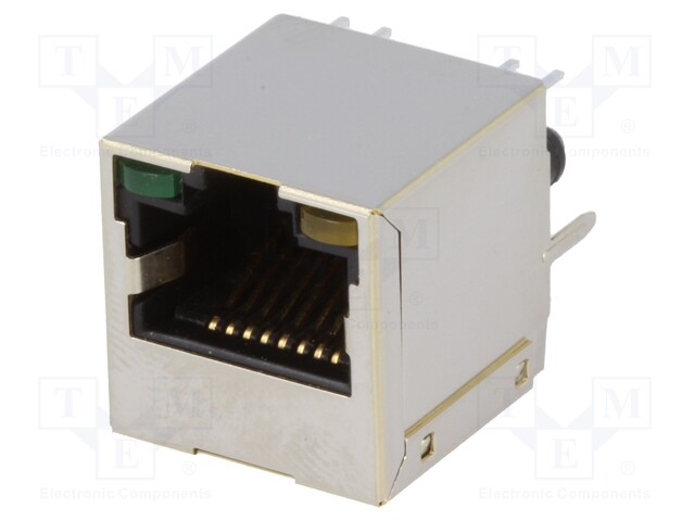 Socket; RJ45; PIN: 8; shielded,with LED; Layout: 8p8c; THT; straight