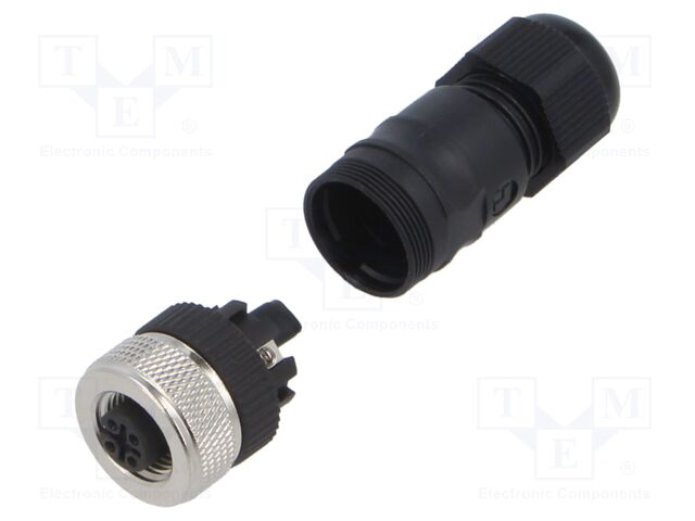 Connector: M12; plug; female; straight; PIN: 5; 0.75mm2; 30V; 4A; IP67